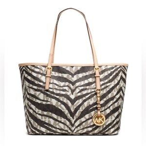 Michael Kors Zebra Pattern Tote - Brown and Cream